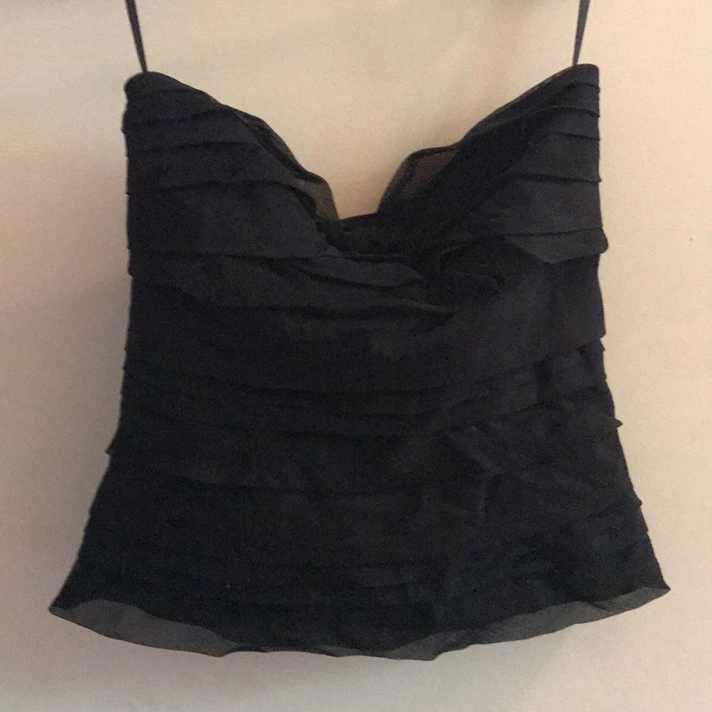 Black strapless DVF top.